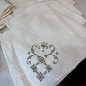 Vintage Linen Napkins Set of 12 cutwork embroidery